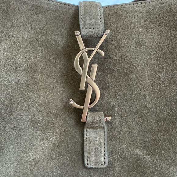 YSL Saint Laurent Le 5 a 7 Large Shoulder Bag Barley Green Suede - Picture 5 of 13